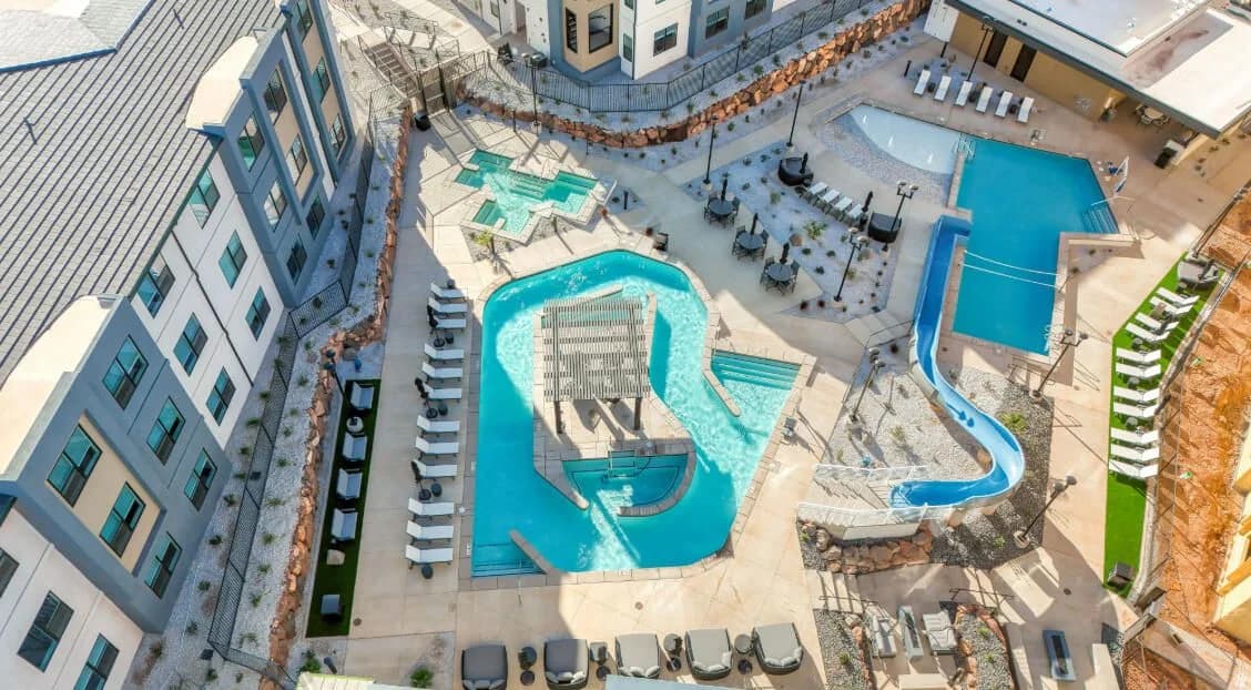 Aerial view of the Terra waterpark and lazy river